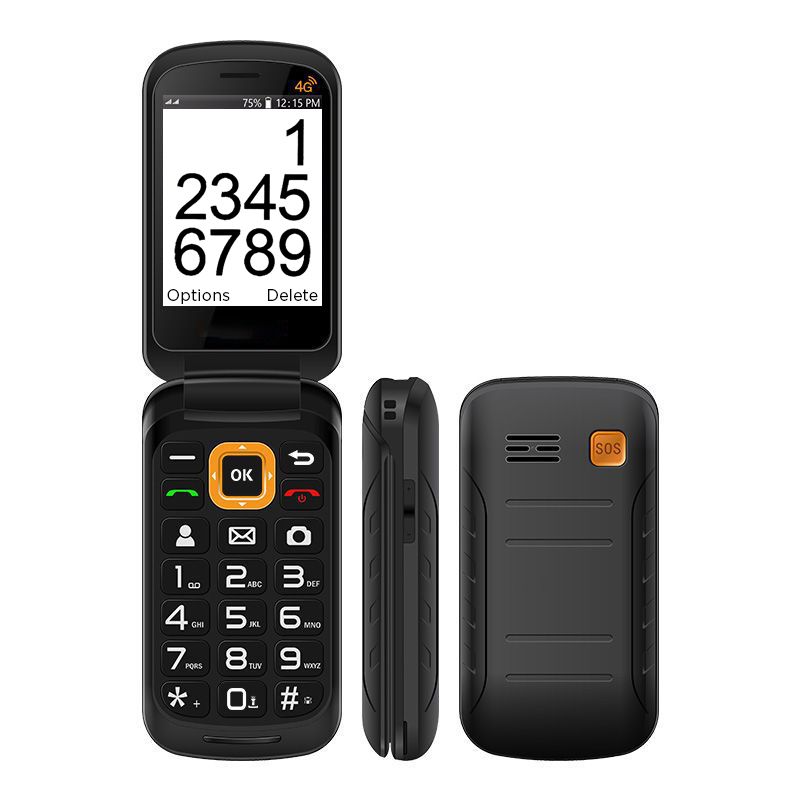 Big Button 4G Flip Mobile Phone with SOS Button (Black)